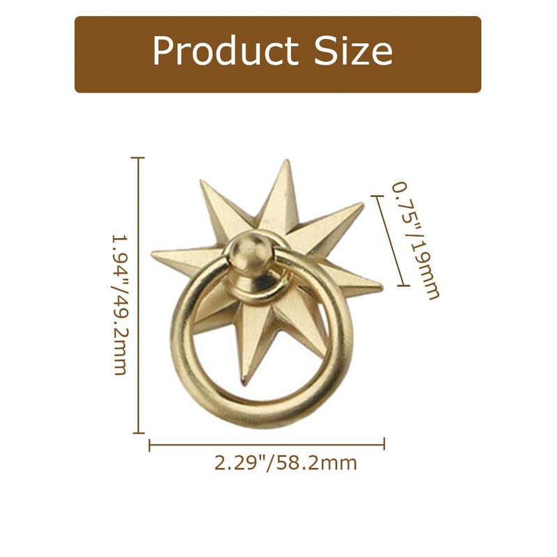 Hdtyyln Star Retro Door Knobs 4 Pcs Creative Zinc Alloy Copper Brushed Knob Shoe Closet Drawer Handle Hardware Pull with Screws for Home Office Kitchen Bathroom Cabinet Dresser Cupboard - Image 4